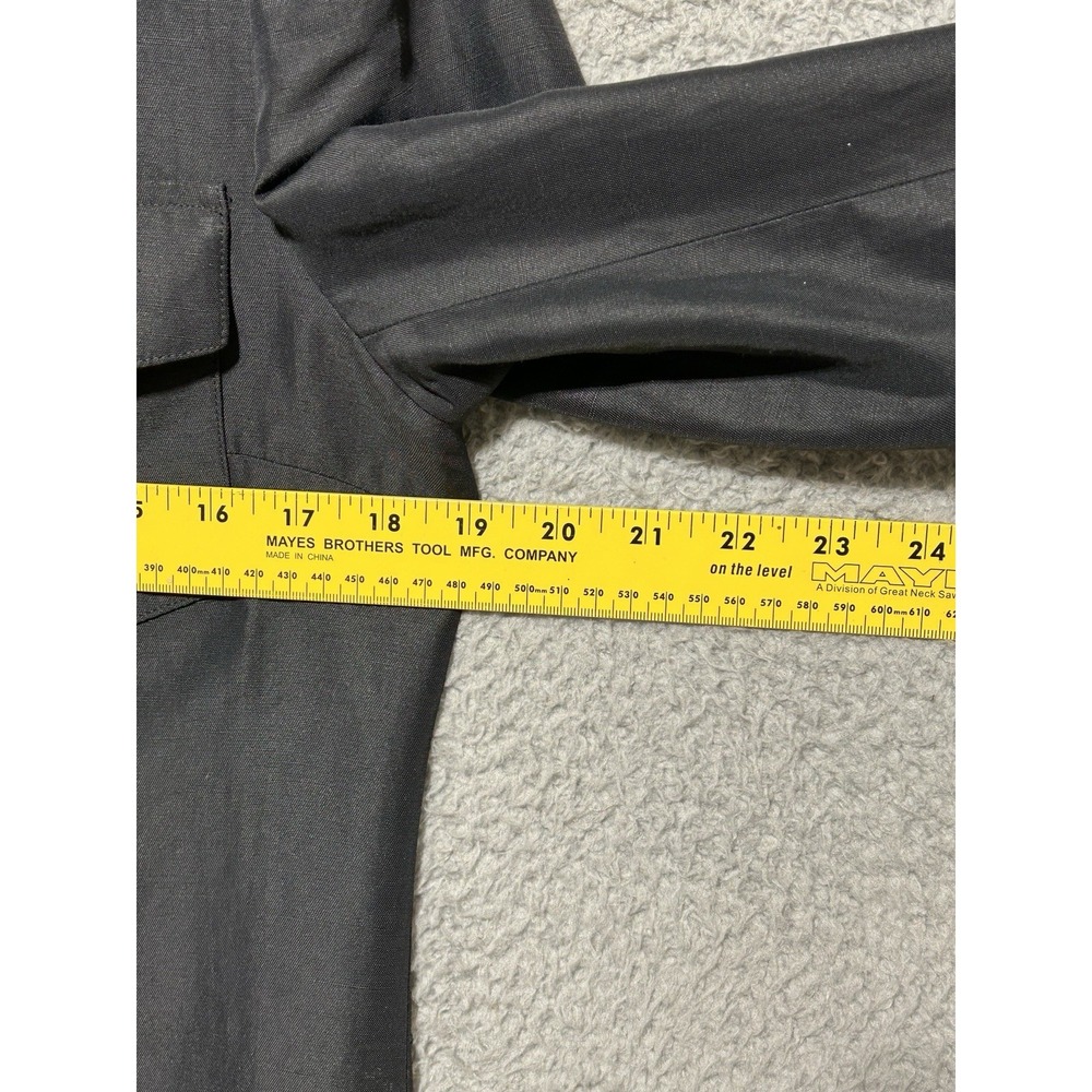 Vintage Harolds Linen Shirt Jacket Womens 6 Black Safari Utility Field USA Made - Picture 2 of 10